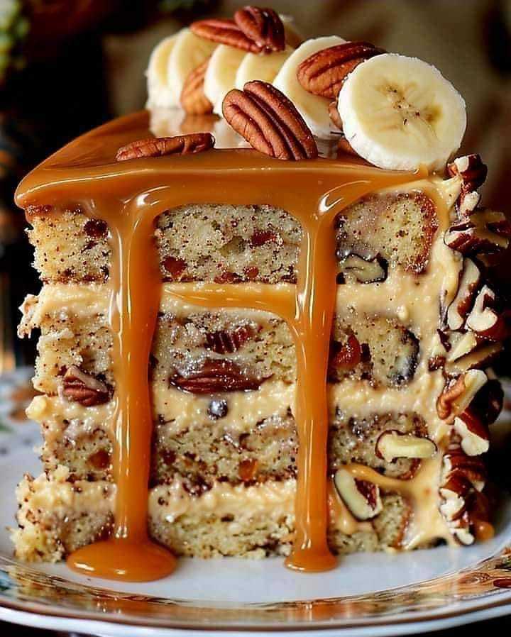 Delicious Banana Pecan Caramel Layer Cake Recipe Delicious Banana Pecan Caramel Layer Cake Recipe