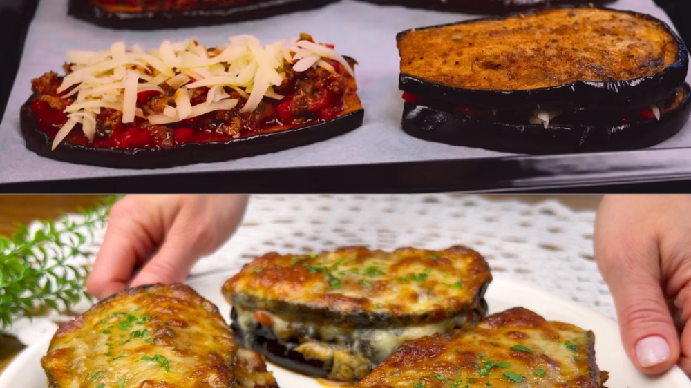Baked Eggplant with Meat Filling and Cheese Baked Eggplant with Meat Filling and Cheese